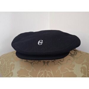Vintage Conte of Florence Wool Newsboy Cap with Ear Flaps, Size 59 Black